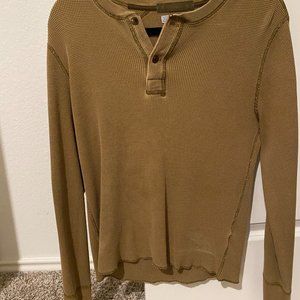 Medium J Crew Wallace and Barnes Waffle Long Sleeve Henley Military Green Medium